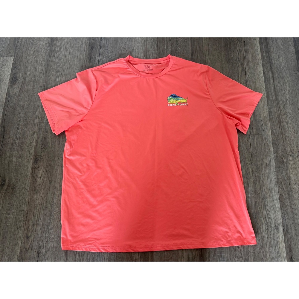 Ocean Coast Mens XXL Coral Pink Mahi Mahi Fishing Performance T-Shirt